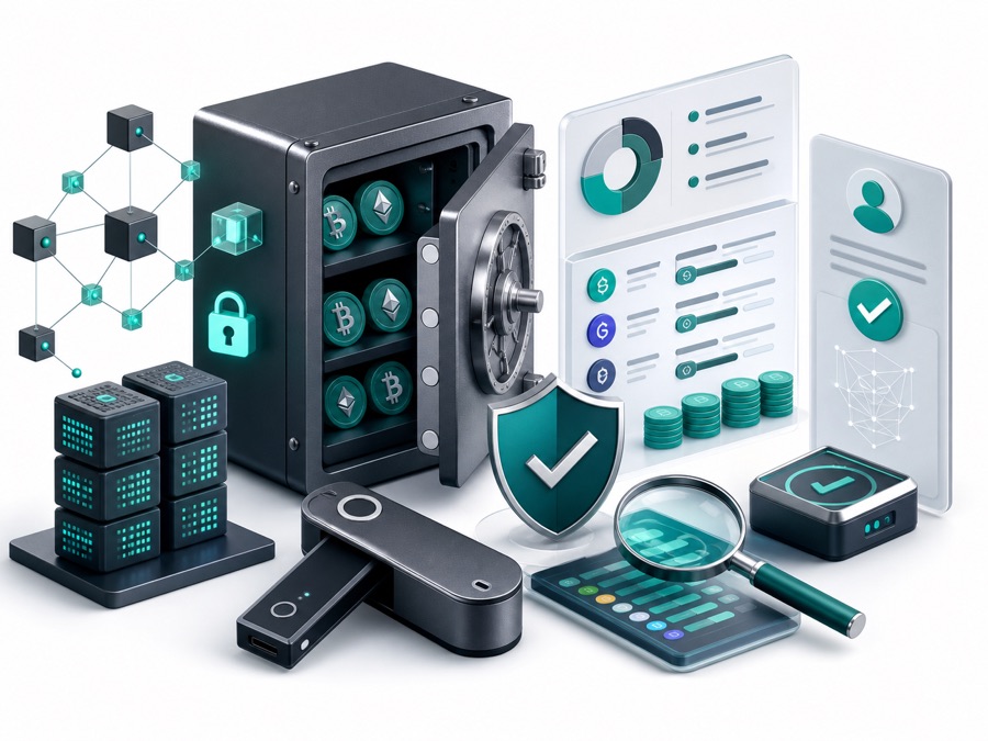 Illustration of crypto exchange security and proof of reserves